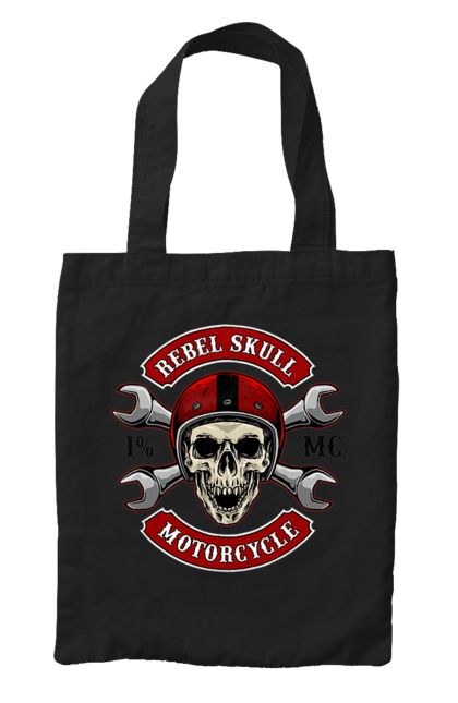 Сумка з принтом "череп мотолюбитель". Любитель, мотоцикл, череп, шолом. 2070702