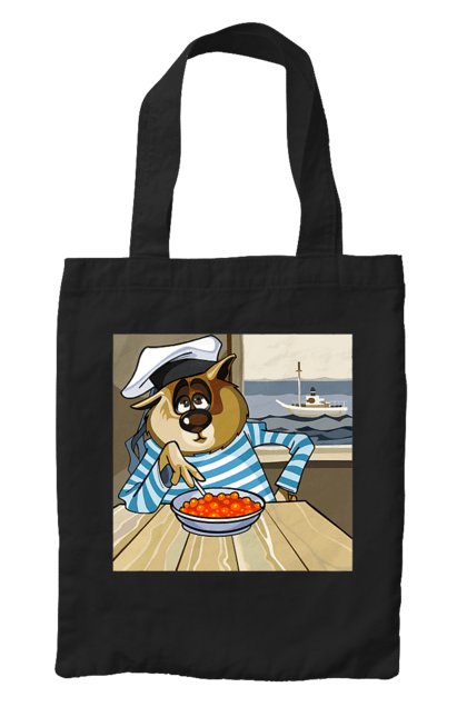 Bag with prints Cat Sailor, On The Ship Eats Red Caviar. Cat, caviar, sailor, ship. 2070702