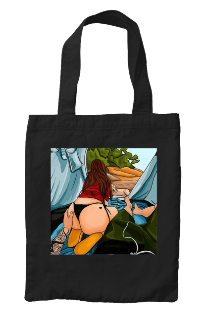 Сумка з принтом "Відпочинок З Улюбленою У Палатці". Відпочинок, жопа, палатка, собака. 2070702