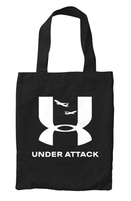Сумка з принтом "Under Attack white". Андер армор, бренди, гумор, приколи, прикольні, ундер армор. 2070702