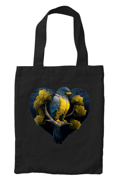 Сумка з принтом "Синьо жовтий сокіл". Дерево, прапор україни, серце, символ україни, сокіл, україна. 2070702