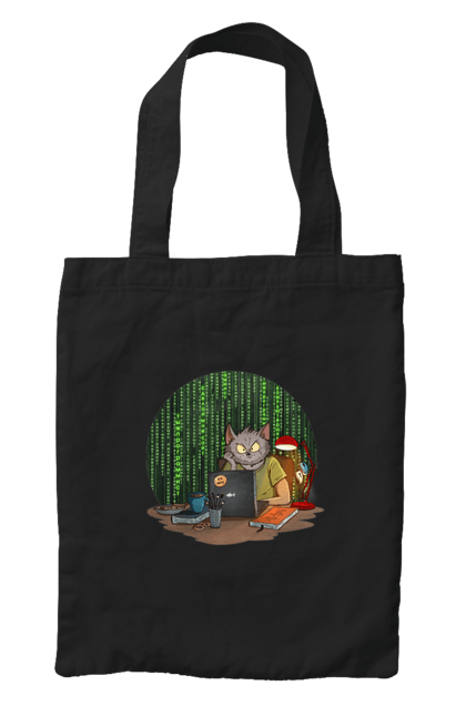 Сумка з принтом "Кіт програміст". Angular, c, css, html, it, javascript, jquery, php, python, react, svelt, vue, айтишник, айті, гумор, код, кодувати, прогер, програміст, програмісти, ти ж, ти ж програміст, тиж програміст. 2070702