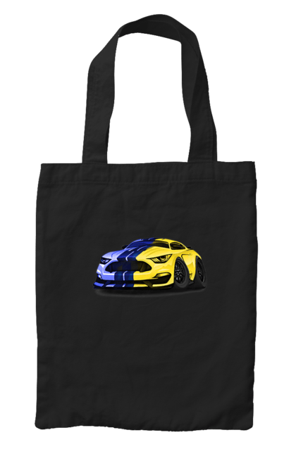 Bag with prints Ukrainian mustang. Colors of ukraine, ford mustang, machine, mustang, shelby, supercar, yellow blue car. 2070702