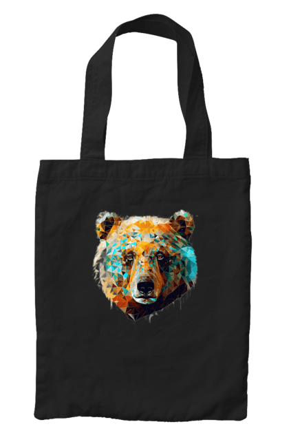 Сумка з принтом "Ведмідь кольоровий". Арт, ведмідь, кольоровий, мозаїка, природа, тварина. CustomPrint.market