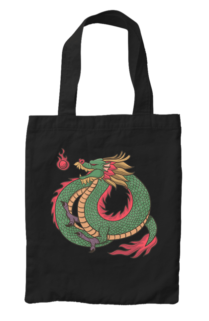 Сумка с принтом Дракон. Дракон, животное, зеленый дракон, китайский дракон, символ. 2070702