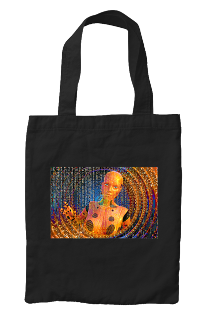 Сумка з принтом "Штучний інтелект". Айті, айтішник, гик, жінка, знання, інженер, інтелект, кібер, кібернетика, кіборг, код, комп, комп`ютерник, кристал, машинне навчання, мікросхема, мозок, портрет, програміст, професіонал, професія, розробник, розум, хакер, чіп, штучний інтелект, штучний розум. 2070702