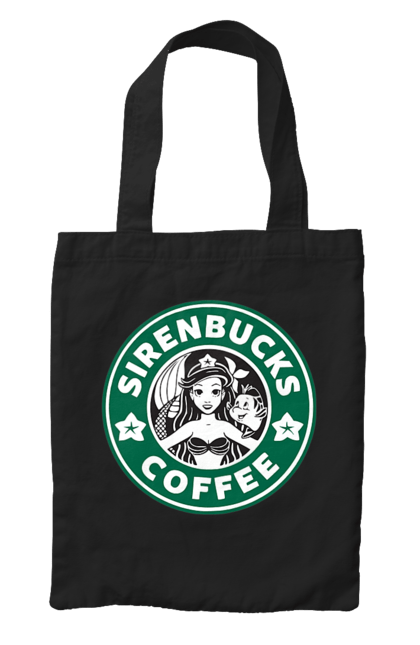 Сумка з принтом "Starbucks Русалонька". Дісней, кава, логотип, русалонька, старбакс. CustomPrint.market