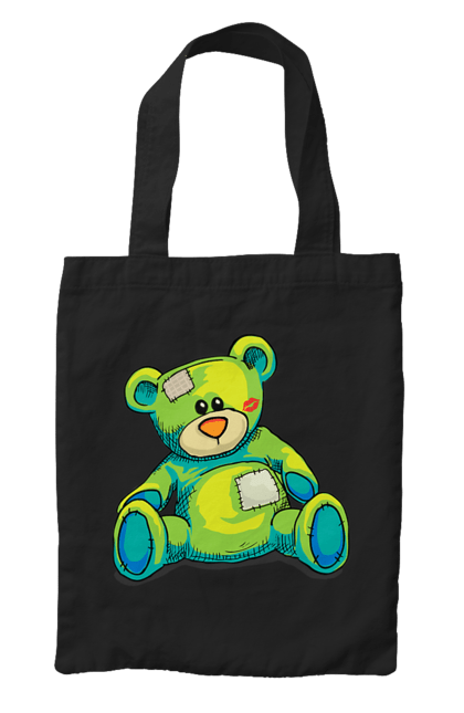 Bag with prints Teddy bear. Animal, bear, gift, kisses, old, patches, teddy, teddy bear, toy, vintage. 2070702