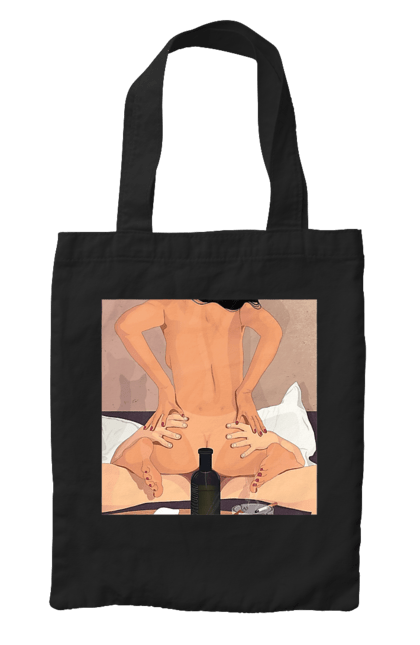 Сумка з принтом "Гола Дівчина, Пляшка І Сигарети". Гола, зверху. 2070702