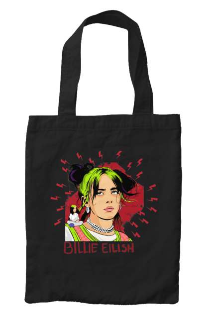 Сумка з принтом "Біллі Айліш". Біллі айліш, логотип біллі айліш, принт біллі айліш, співачка біллі айліш. 2070702
