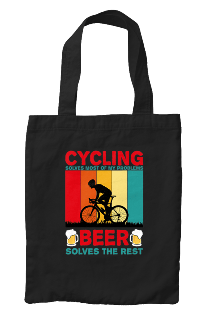 Сумка з принтом "Cycling Beer". Алкоголь, брутальні, велосипед, веселі, для спортсменів, літні, пиво, спорт, чоловічі. 2070702