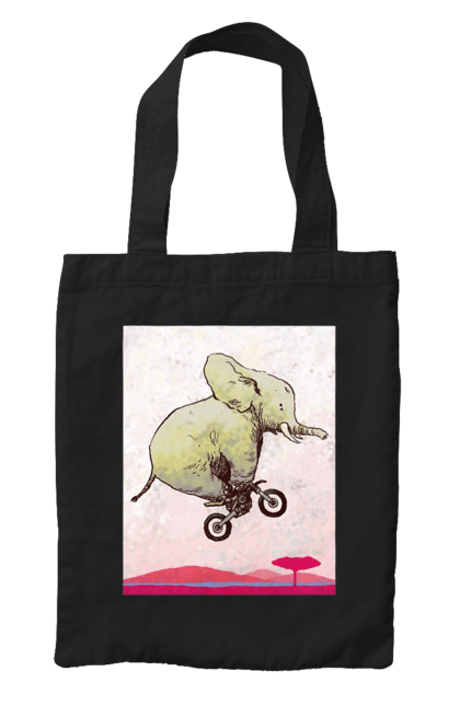 Сумка з принтом "Слон На Мотоциклі". Мотоцикл, політ, слон. 2070702