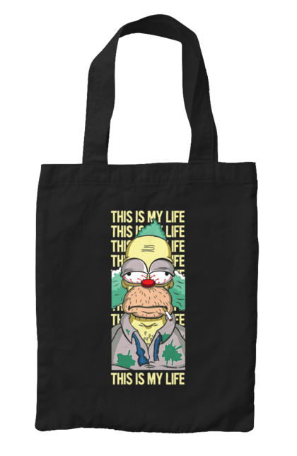 Сумка з принтом "THIS IS MY LIFE KRUSTY plus". Krusty, krusty the clown, simpsons, клоун красті, красті, сімпсони. 2070702