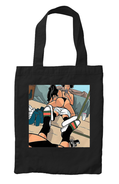 Сумка з принтом "Голе Селфі У Дзеркалі". Жопа, зверху, селфі. 2070702