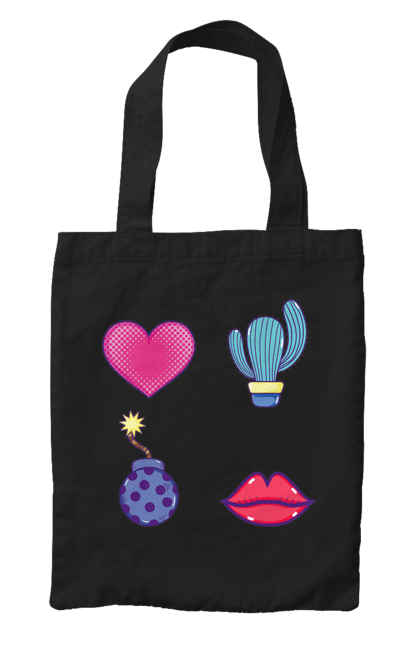Сумка з принтом "Серце, Кактус, Бомба, Губи". Бомба, губи, кактус, серце. 2070702