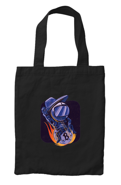 Сумка з принтом "Космо біткоїн". Биткоин, бінарний, біткоїн, біткойн, валюта, гроші, крипто, програміст, хакер. 2070702