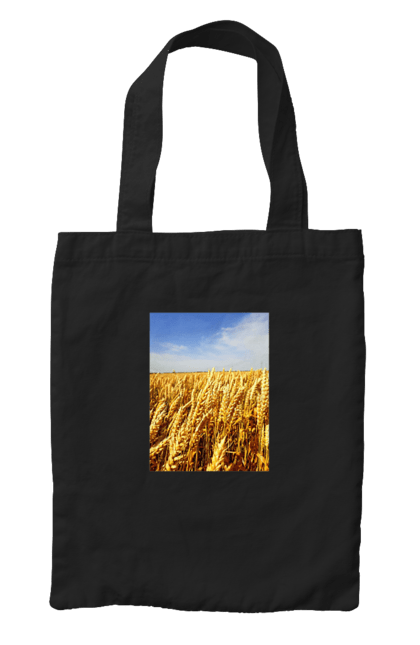 Bag with prints Ukraine. Beauty, blue, field, nature, sky, wheat. 2070702