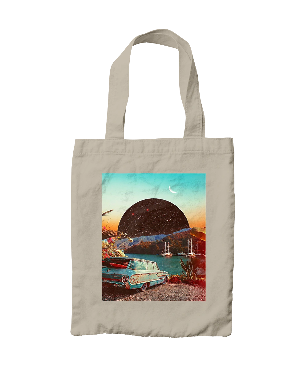 Painting, car by the river