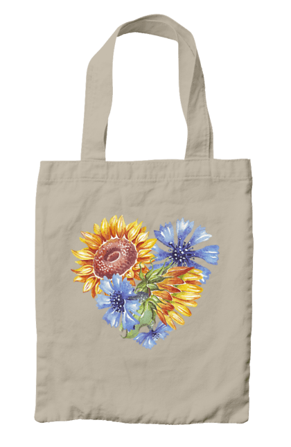 Сумка з принтом "Серце соняшники та фіалки". Квіти, люблю україну, любов, серце, соняшник, україна, фіалки. 2070702
