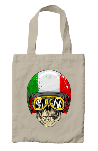 Сумка з принтом "Череп в мотошоломі". Мото, окуляри, череп, шолом. 2070702