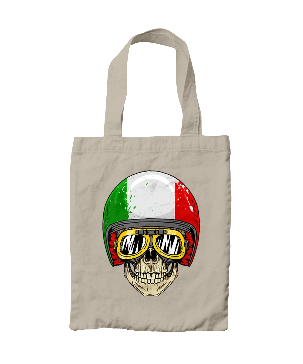 Skull in a motorcycle helmet