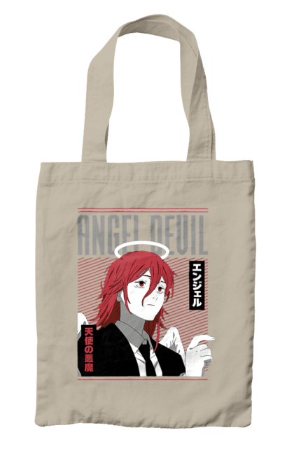 Сумка с принтом Человек Бензопила Дьявол ангел. Angel devil, anime, chainsaw man, manga, аниме, дьявол-ангел, манга, человек-бензопила. 2070702