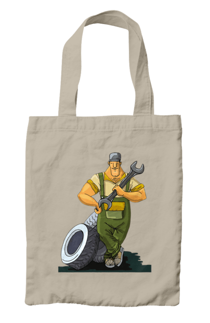 Сумка з принтом "Автомайстер". Гайковий ключ, колеса, професія. 2070702