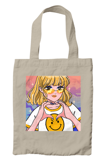 Сумка з принтом "Жовта Дівчинка". Аніме, дівчинка, смайл. 2070702