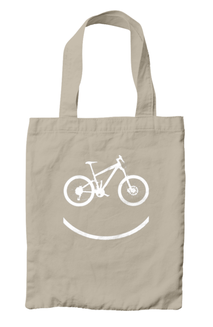 Сумка з принтом "Велосмайл". Велосипед, велоспорт, колесо, крос, любителям велосипеда, педалі, смайл, смайлик, траса. 2070702