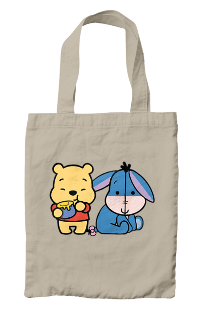 Bag with prints Winnie the Pooh and Eeyore. Cartoon, donkey, eared, eeyore, story, winnie the pooh. 2070702