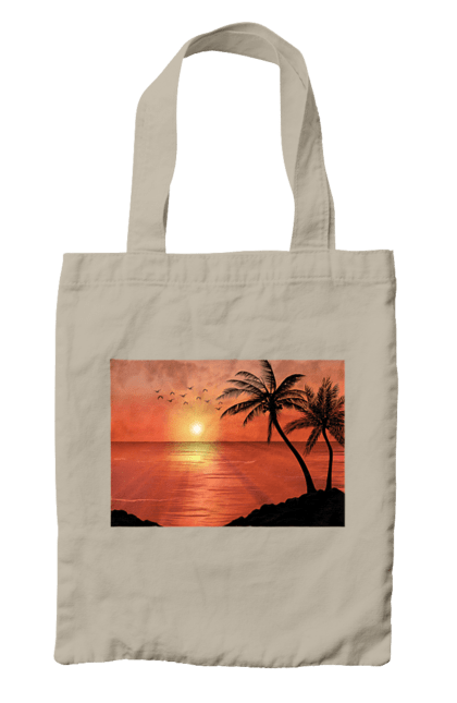 Сумка з принтом "Захід Пальми Море". Берег, захід, море, пальми. 2070702