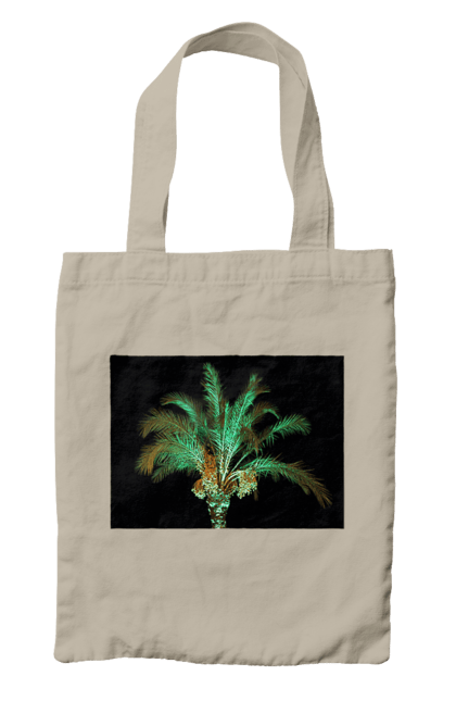 Сумка з принтом "Фінікова Пальма Вночі". Берег, відпочинок, відпустка, зелений, море, ніч, оазис, океан, острів, пальма, південь, подорож, пригоди, тропіки, фінікова, чорне. 2070702