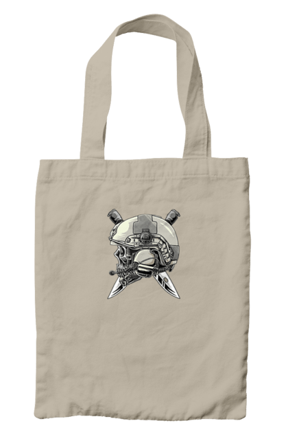Сумка з принтом "Череп пілота". Військовий, захисник, ніж, пілот, череп, шолом. 2070702