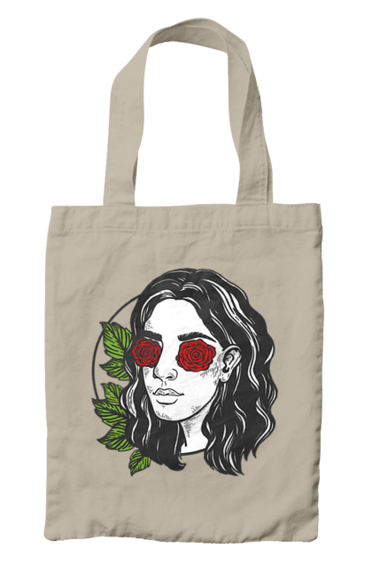 Сумка з принтом "Дівчина З Трояндами На Очах". Дівчина, троянда. 2070702