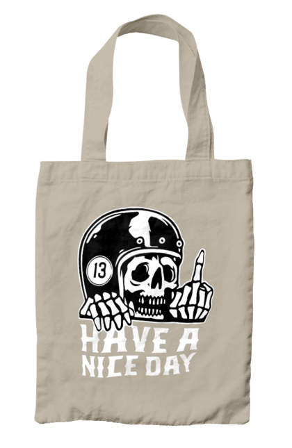 Сумка з принтом "Гарного дня". Байкерська, гарного дня, з черепом, тринадцять, фак, череп. 2070702