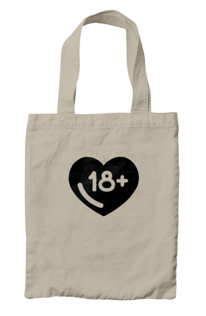 Сумка с принтом 18+. 18+, black, heart, prohibition, sex. 2070702