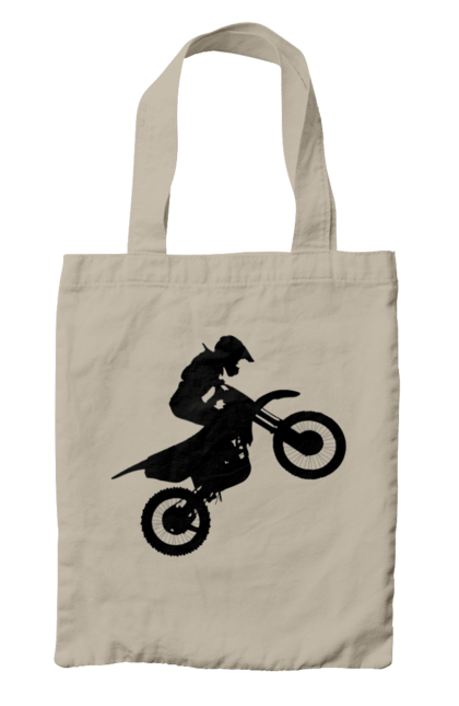 Сумка з принтом "Силует Мотоцикліста". Мотоцикл, мотоцикліст, шолом. 2070702
