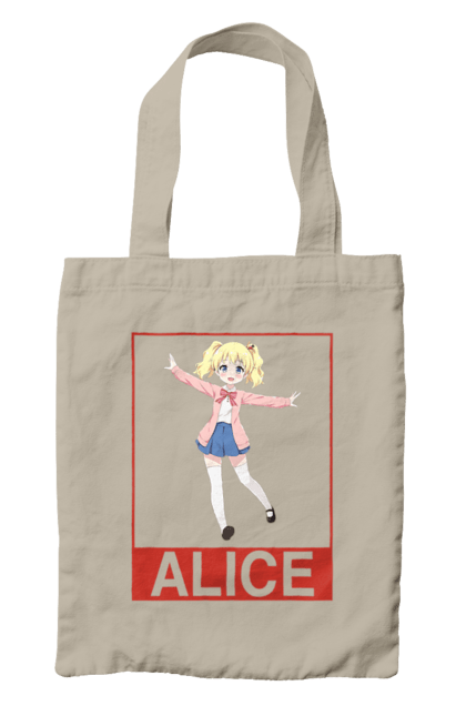 Сумка с принтом Золотая мозаика Алиса Картелет. Alice cartelet, anime, kiniro mosaic, kinmoza, manga, алиса, алиса картелет, аниме, золотая мозаика, манга. 2070702