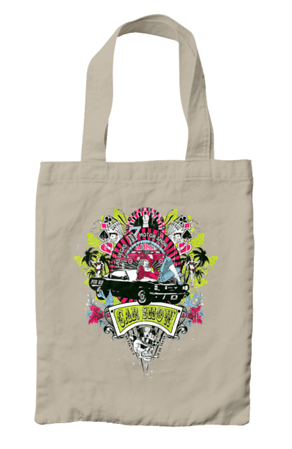 Сумка з принтом "Автомобільне Шоу, Літо". Автомобіль, гроші, карти, пальма, шоу. 2070702