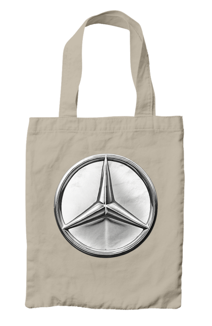 Bag with prints Mercedes Benz Logo Metallic. Avto, cars, mercedes, mercedes-benz, mercedes-benz logo. 2070702