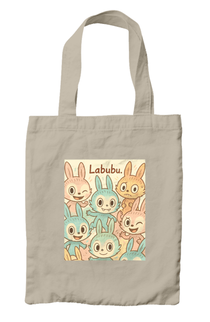 Сумка з принтом "Лабубу". Безтурботно, грайливо, дизайнперсонажу, каваї, лабубу, милі мистецтво, ніжні відтінки, пастельніквіти, стиль мультфільму, чарівно. 2070702