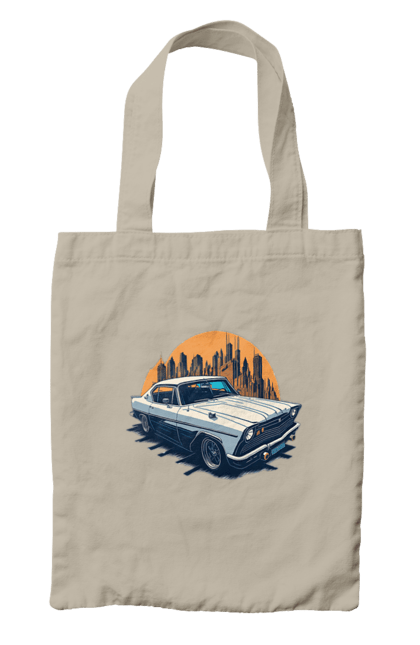 Сумка з принтом "Вінтажне зображення авто". Автомобіль, вінтажне зображення, місто. 2070702