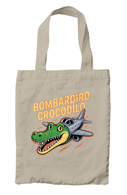 Сумка з принтом "Bombardino Crocodilo". Bombardino, bombardino crocodilo, crocodilo, бомбардиро крокодило, бомбардіно крокоділо, крокодил, крокодил літак, крокодил мем, мем бомбардине крокодило, меми. 2070702