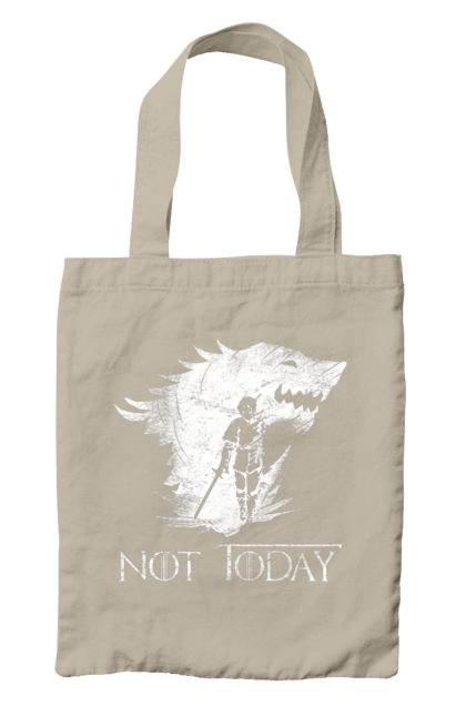 Bag with prints Game of Thrones Arya. Arya, game, got, not today, stark, starks, thrones, tv show, wolf, wolves. 2070702