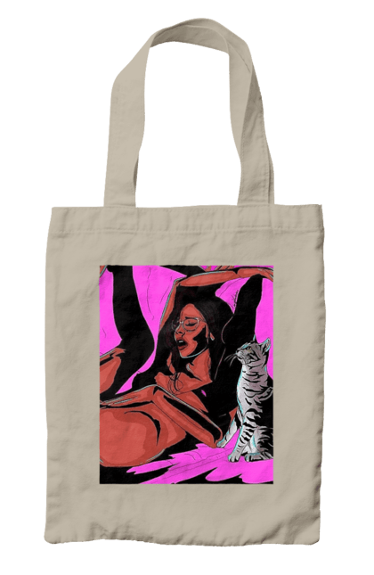 Сумка з принтом "Дівчина Отримує Задоволення". Гола, задоволення, кішка, пристрасть. 2070702