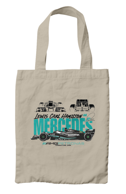 Bag with prints Mercedes AMG Petronas F1 Team. Amg petronas, bolide, f1 team, formula 1, mercedes, motorsport, race, racing car, sport. 2070702