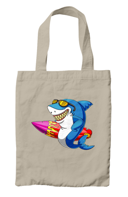 Сумка з принтом "Акула В Окулярах З Серфінгом". Акула, літо, окуляри, серфінг. 2070702