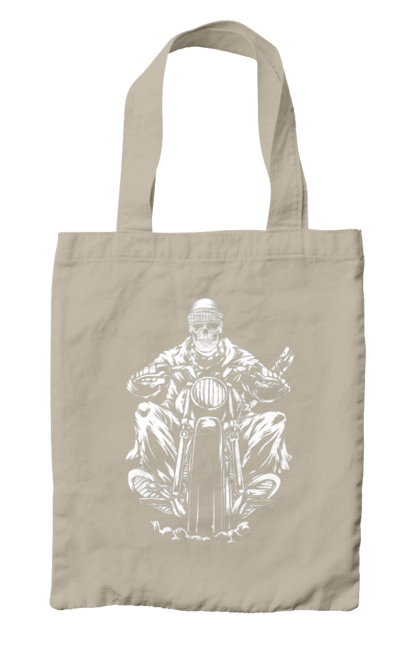 Сумка з принтом "Череп на мотоциклі". Байкер, мотоцикл, скелет, череп. 2070702