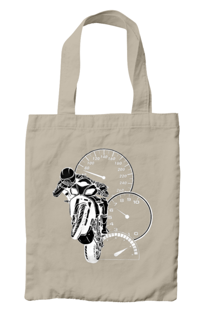 Сумка з принтом "Мотоцикл І Швидкість Білий". Мото, мотоцикл, швидкість. 2070702