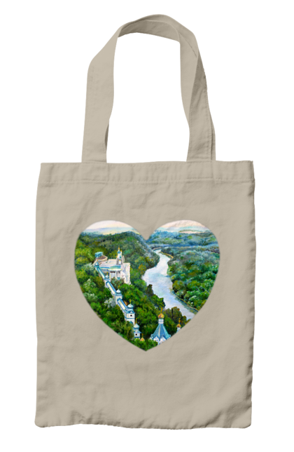 Сумка з принтом "Святогорская лавра". Донецька область, ліс, монастир, пейзаж, річка, святогірськ, україна, церква. 2070702